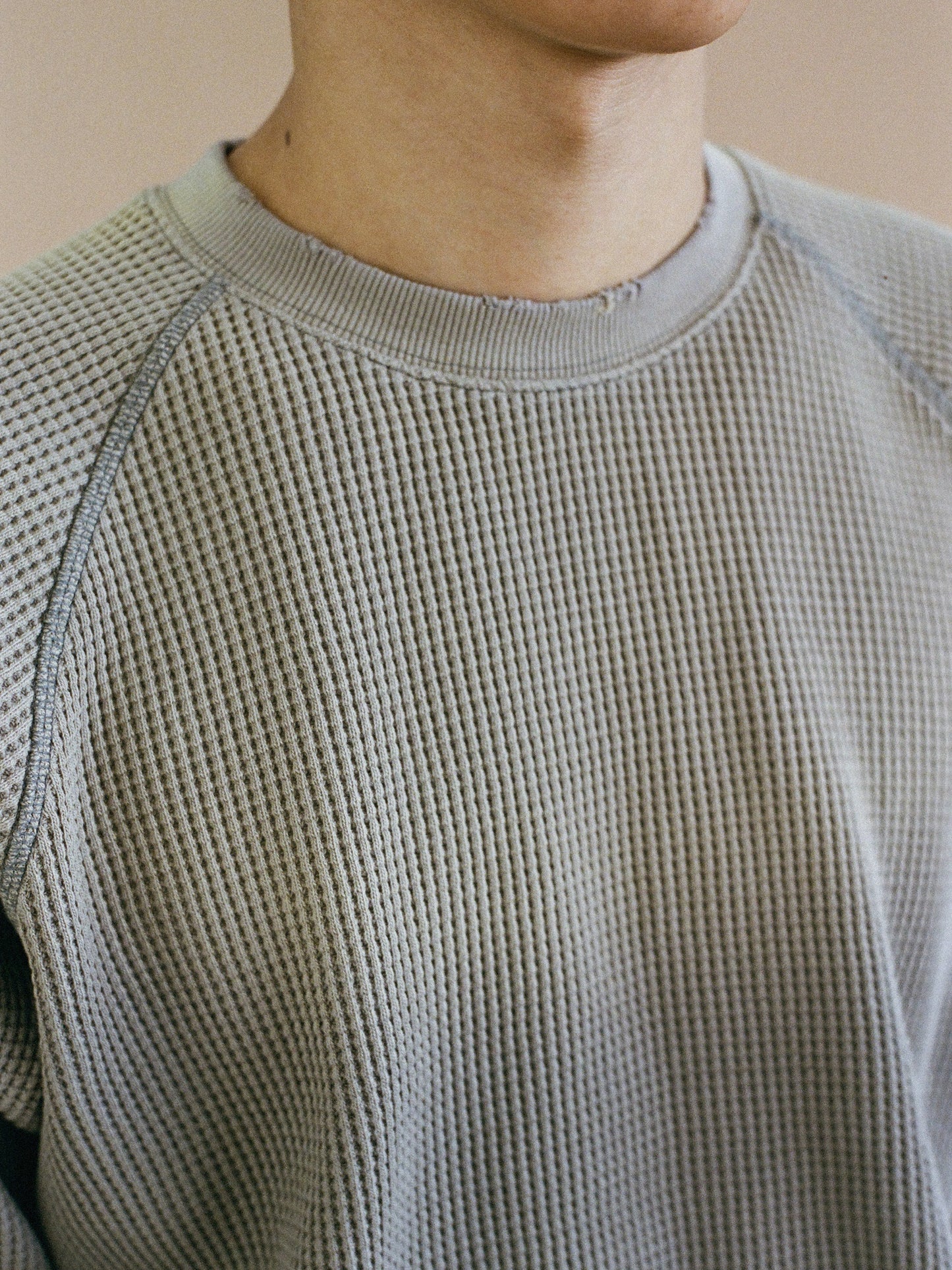 WAFFLE CREWNECK SWEATSHIRTS [ Gray ]