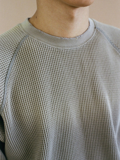 WAFFLE CREWNECK SWEATSHIRTS [ Gray ]