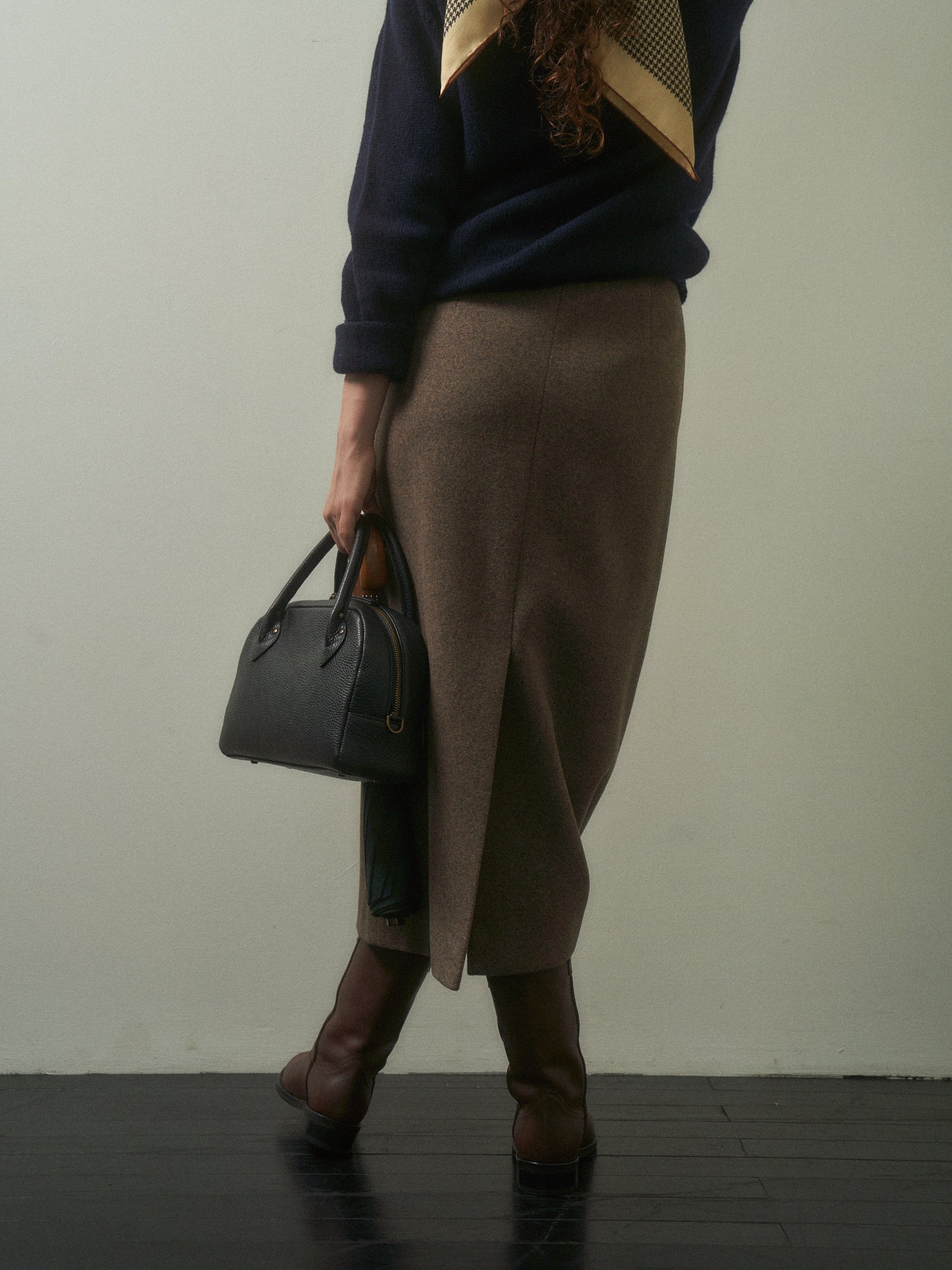 (-20%) EVENING WOOL SKIRT [ Mocha Melange ]