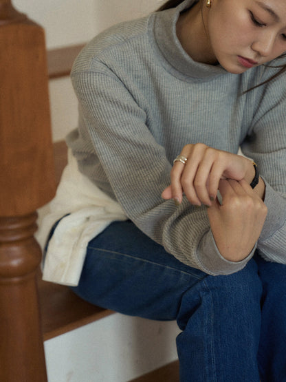 SALLY'S WAFFLE TURTLE TEE [ Heather Grey ]