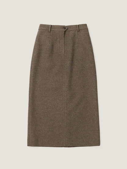 (-20%) EVENING WOOL SKIRT [ Mocha Melange ]