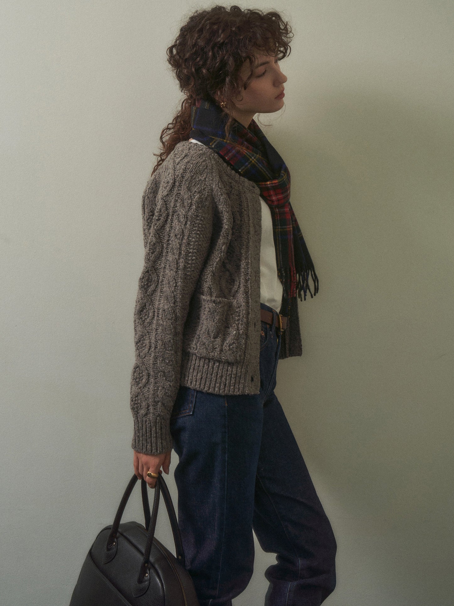 (-20%) CREAM TEA CABLE CARDIGAN [ Ash ]