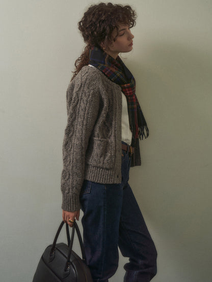 (-20%) CREAM TEA CABLE CARDIGAN [ Ash ]