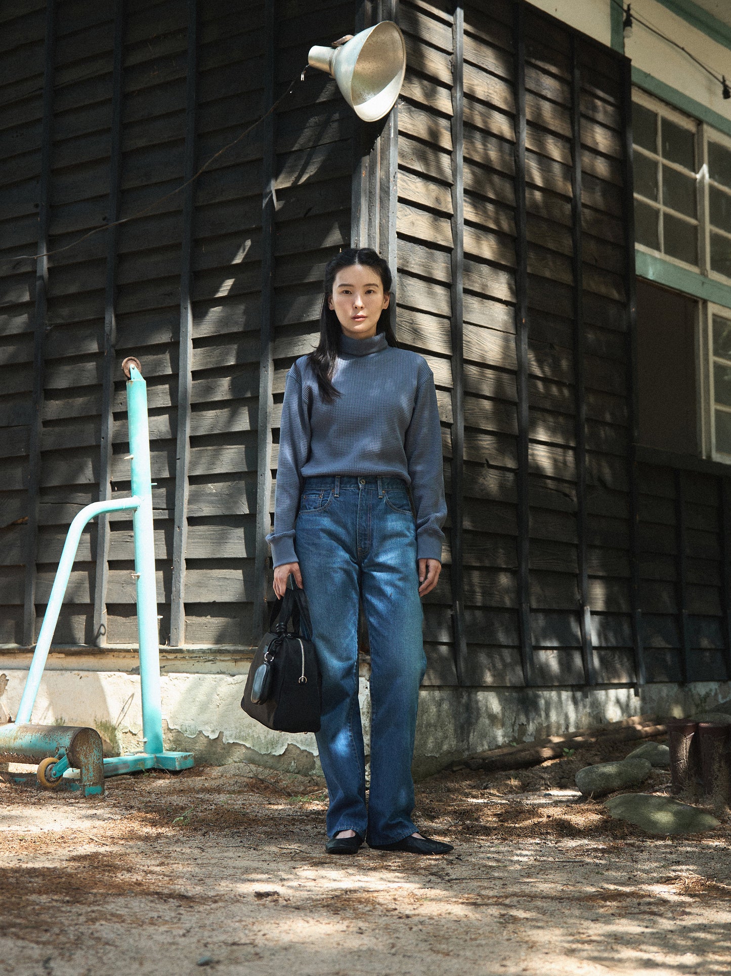 SALLY'S WAFFLE TURTLE TEE [ Smoke Blue ] New Season