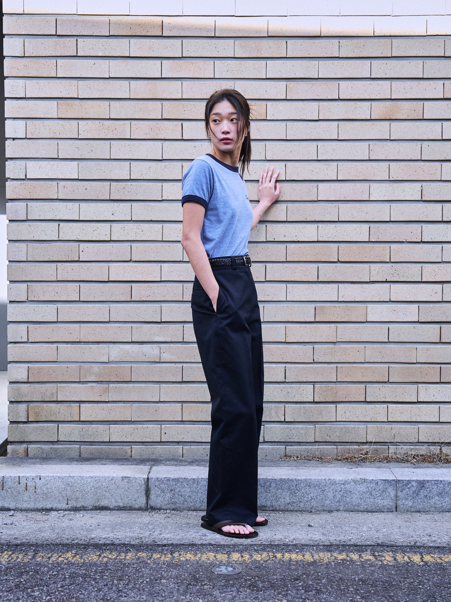 OUTFITTERS LOGO RINGER T-SHIRT [ Vintage Blue ]