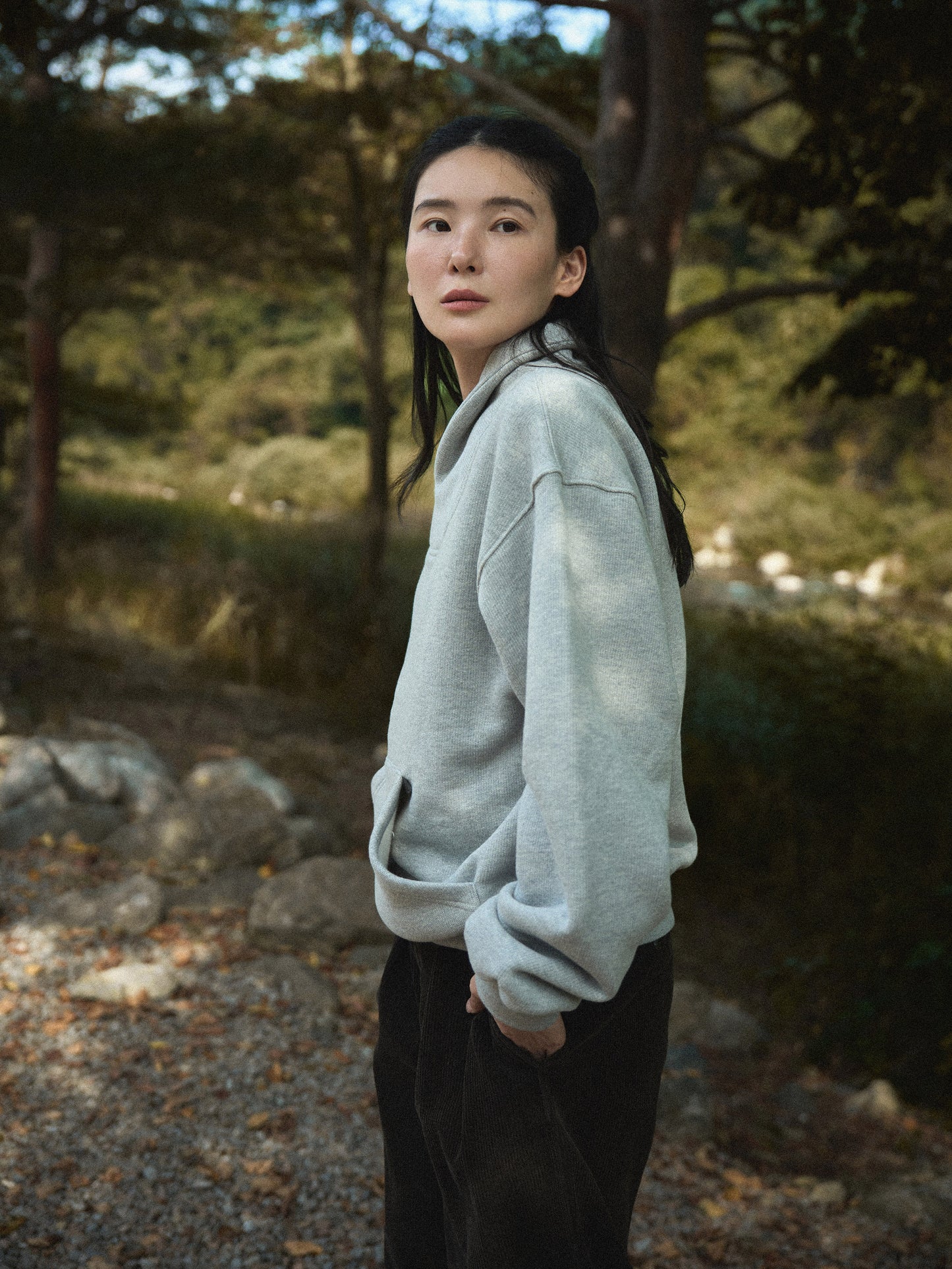 SHAWL COLLAR SWEATSHIRT [ Gray Melange ] 1st Reorder