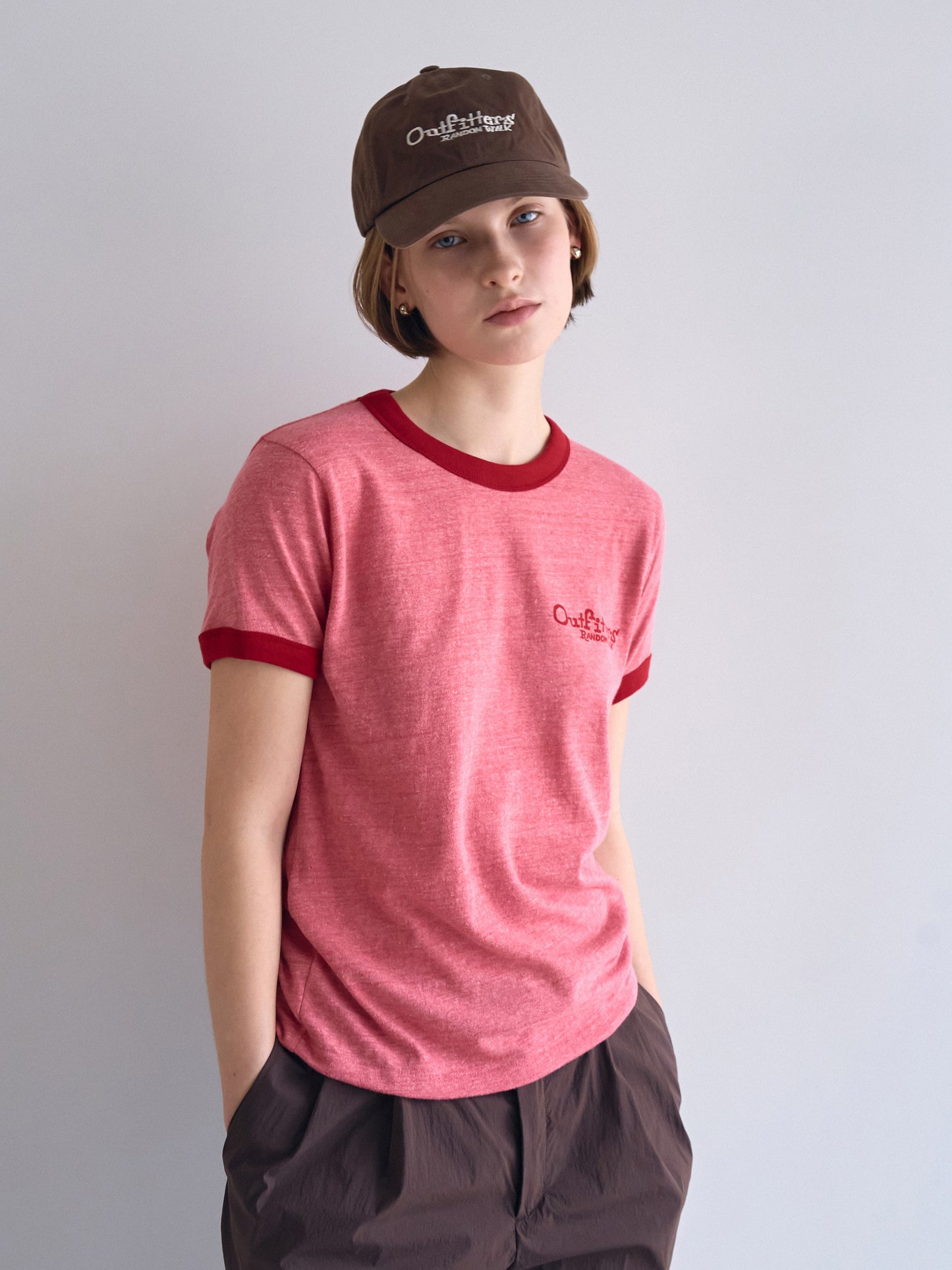 OUTFITTERS LOGO RINGER T-SHIRT [ Vintage Red ]