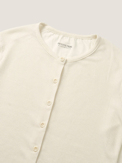 AIRY WAFFLE CARDIGAN [ Cream ]