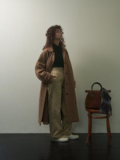 CHABROL COAT [ Brown & Oat Herringbone ]