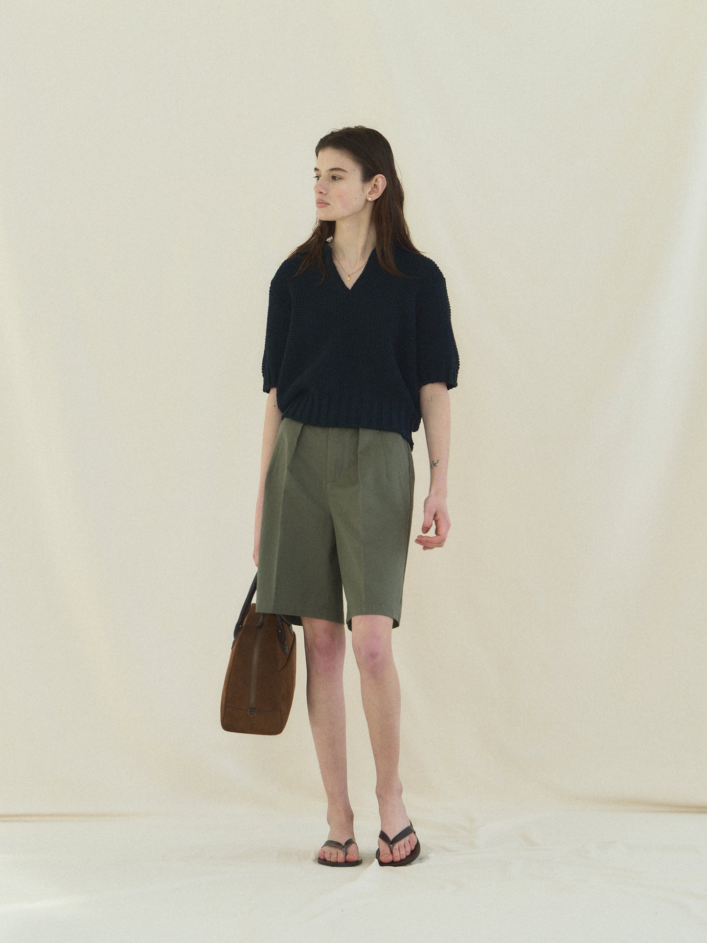 50's AMERICAN CHINO SHORTS [ Military Khaki ]