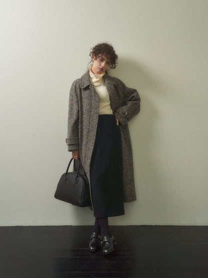 CHABROL COAT [ Salt & Pepper Black Tweed ]