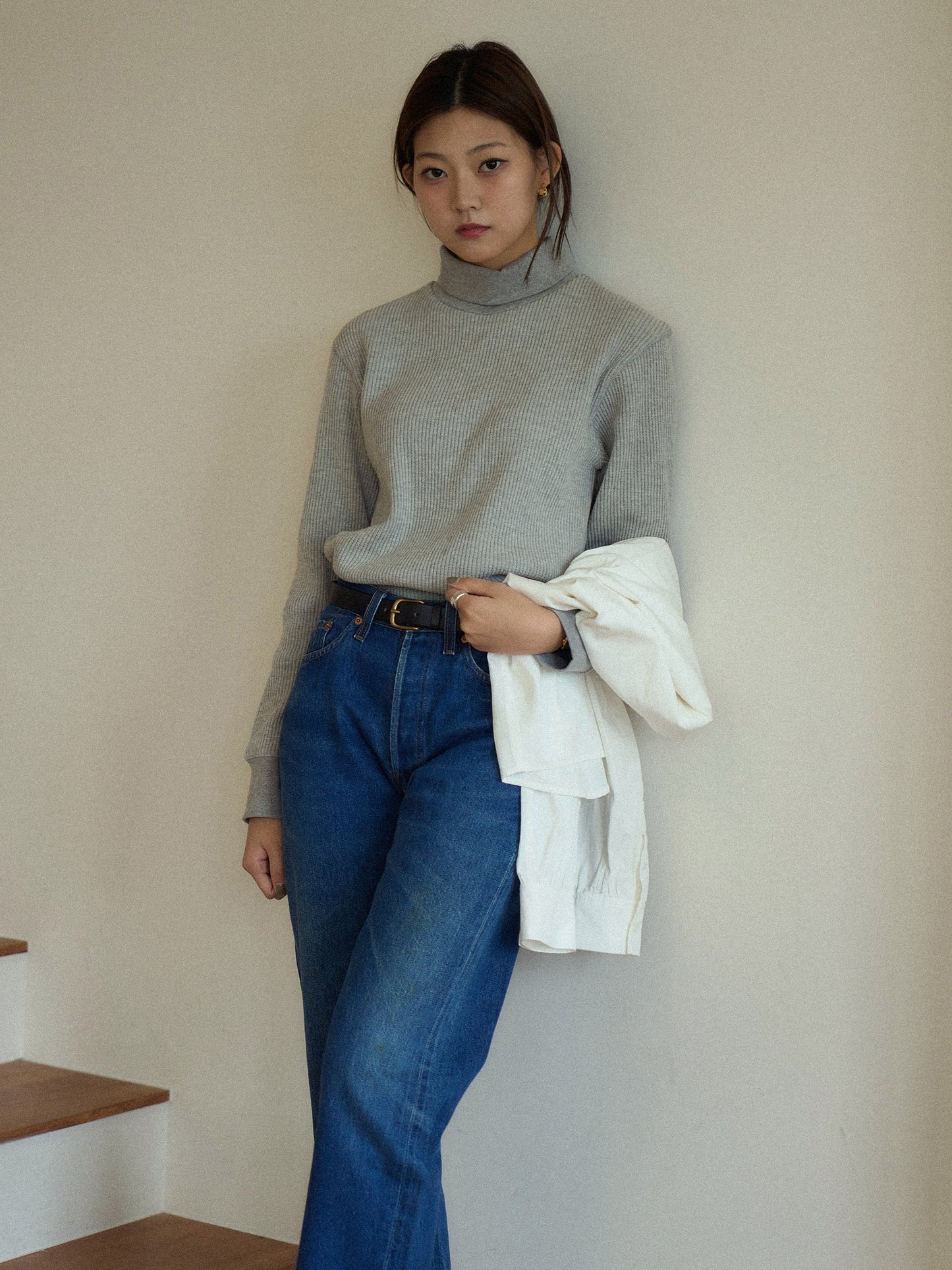 SALLY'S WAFFLE TURTLE TEE [ Heather Grey ]