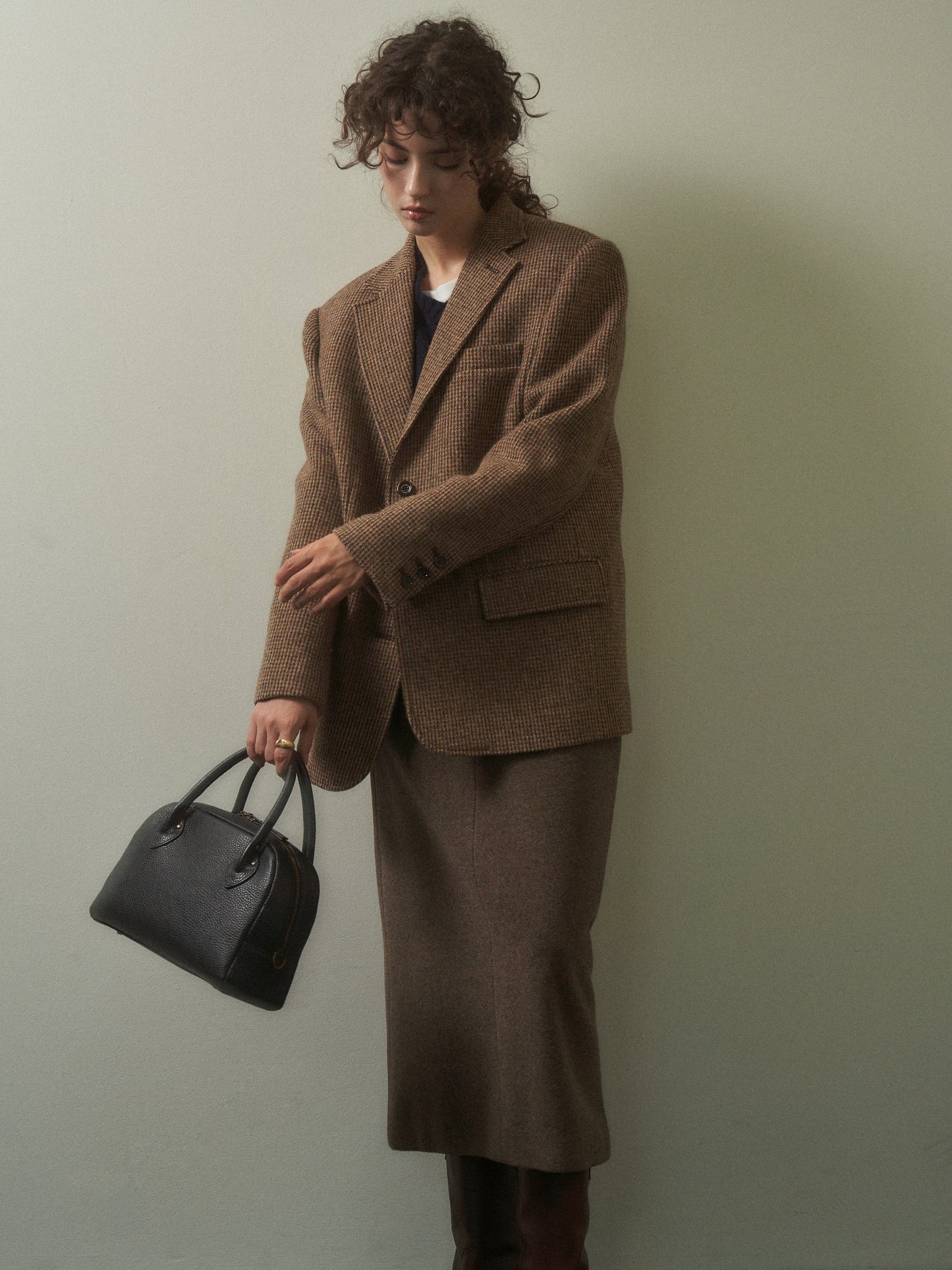 (-20%) EVENING WOOL SKIRT [ Mocha Melange ]