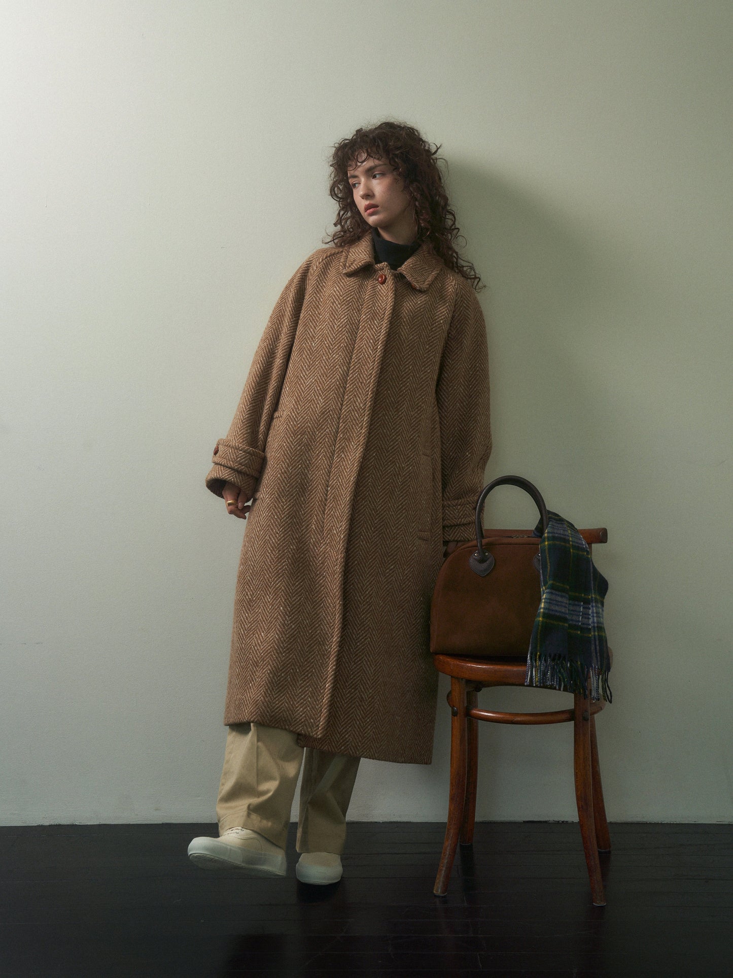 CHABROL COAT [ Brown & Oat Herringbone ]