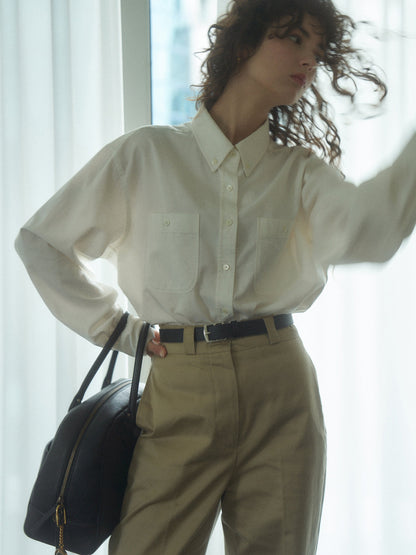 2 POCKET BUTTON DOWN SHIRT [ White Cotton ]