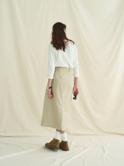 (-30%) OLD WASHED COTTON SKIRT [ Ecru Beige ]