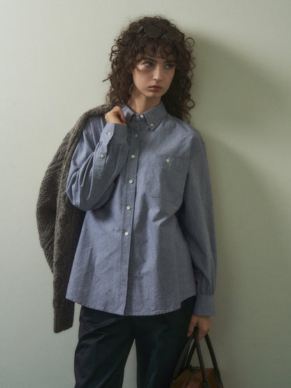 2 POCKET BUTTON DOWN SHIRT [ Navy Oxford ]