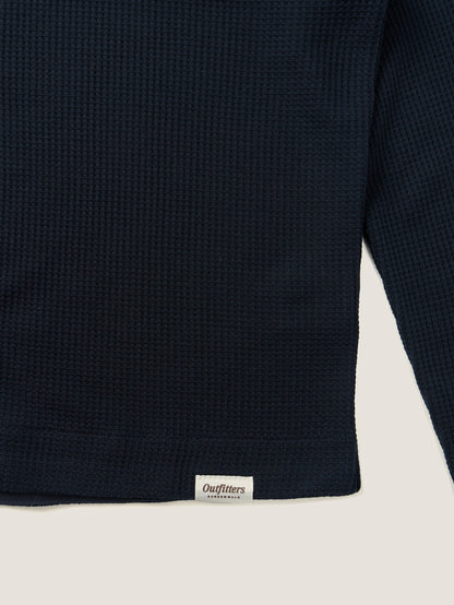 AIRY WAFFLE CARDIGAN [ Deep Navy ]