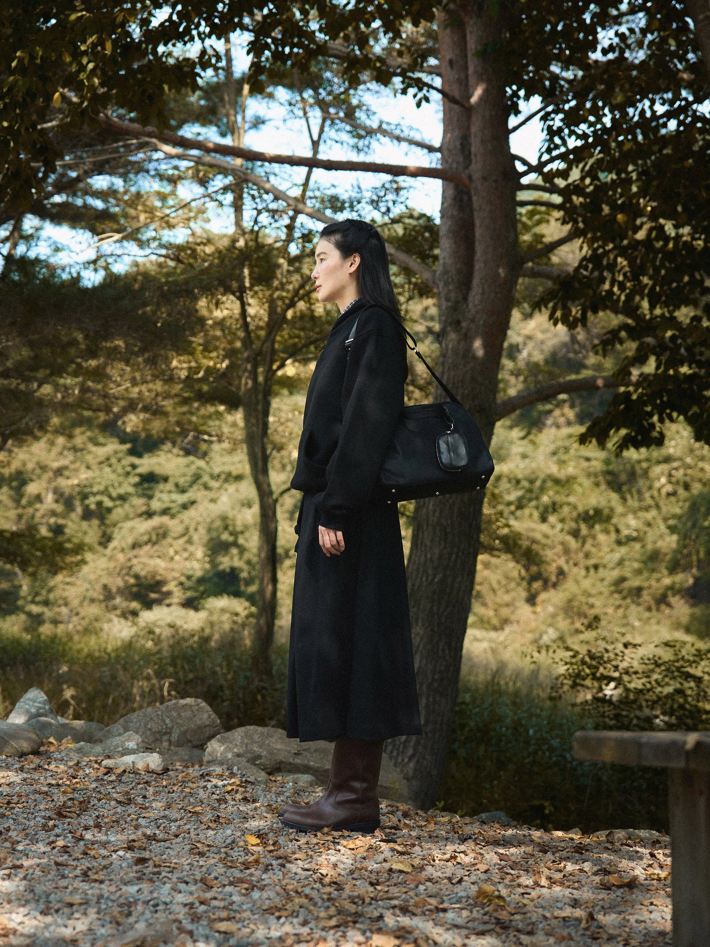 SHAWL COLLAR SWEATSHIRT [ Deep Black ]