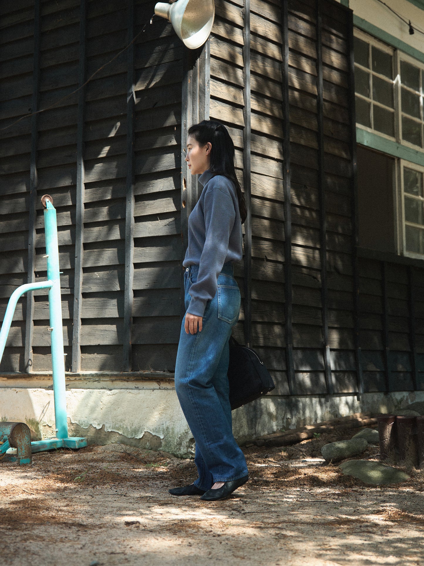 SALLY'S WAFFLE TURTLE TEE [ Smoke Blue ] New Season