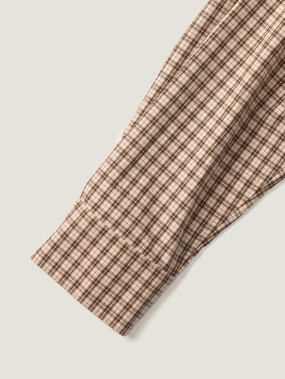 2 POCKET BUTTON DOWN SHIRT [ Beige Tartan ]