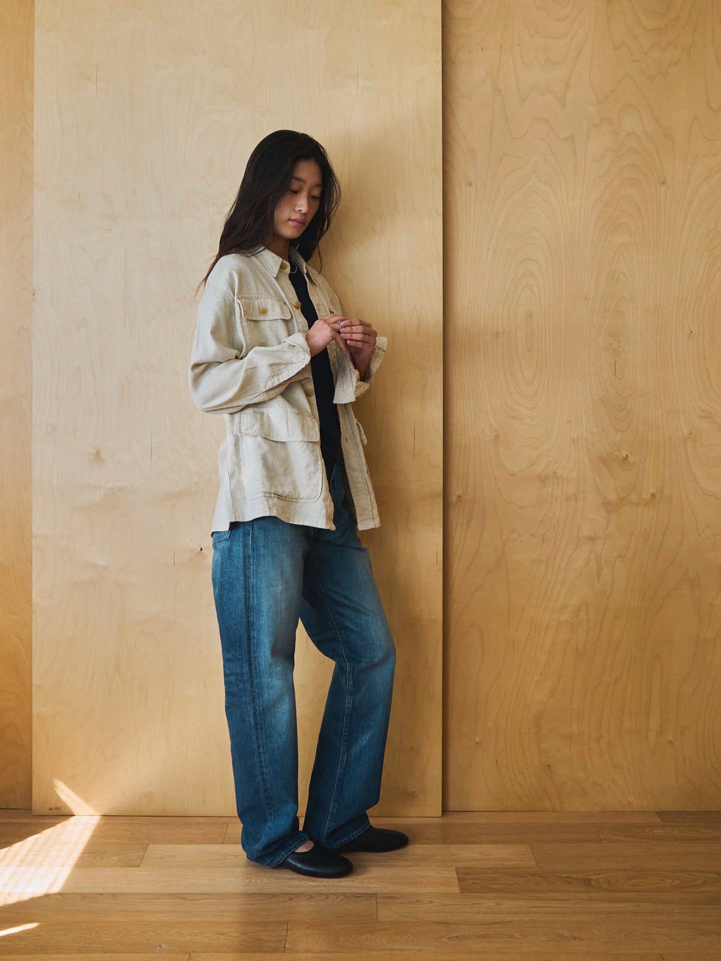 CAROLINE SILK LINEN JACKET [ Natural ]