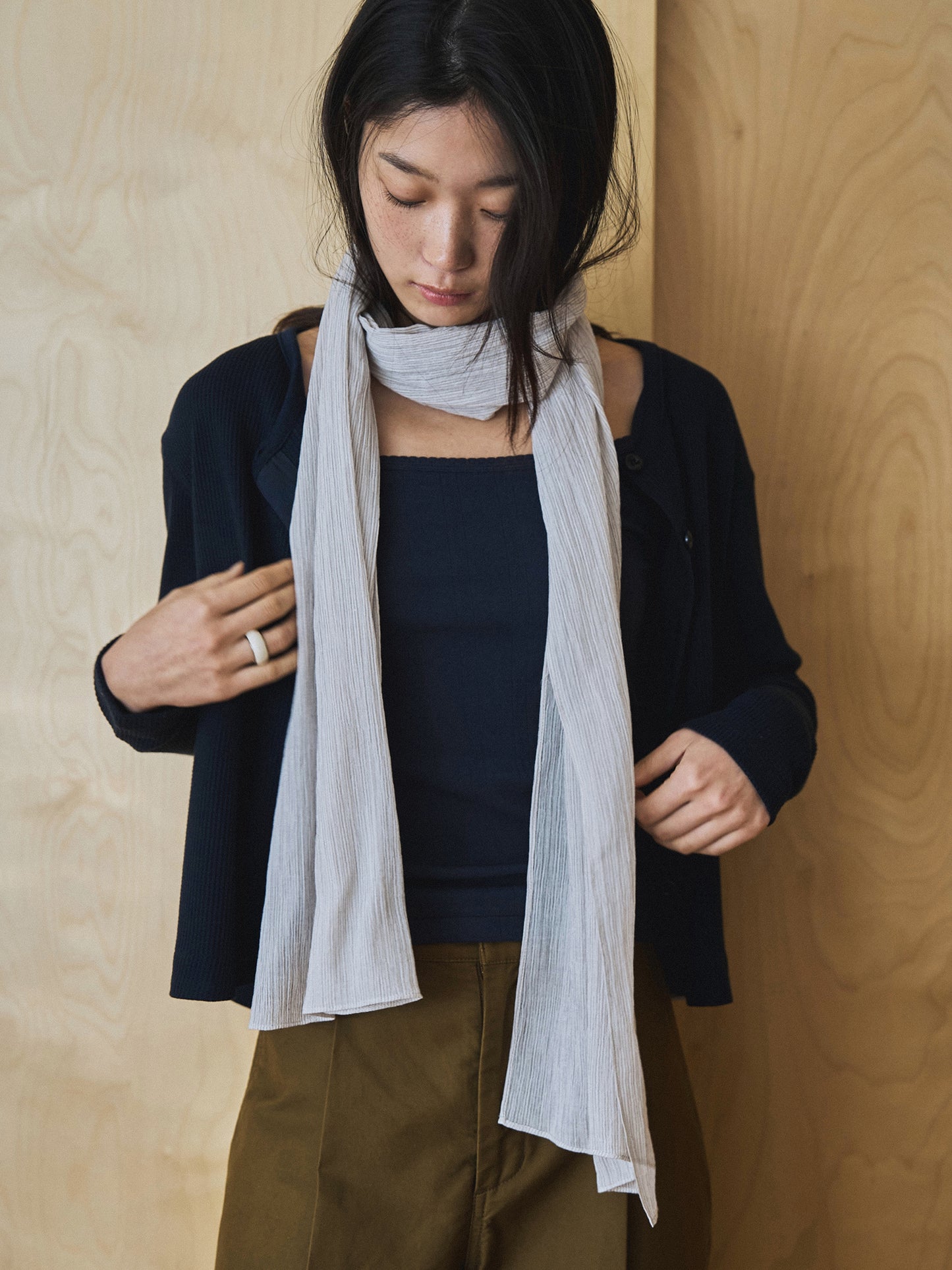 MIST STRIPE SCARF [ Off White ]