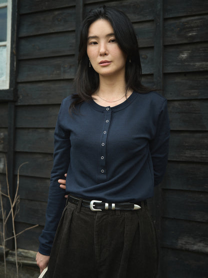 PENELOPE BUTTON TOP [ Night Navy ]