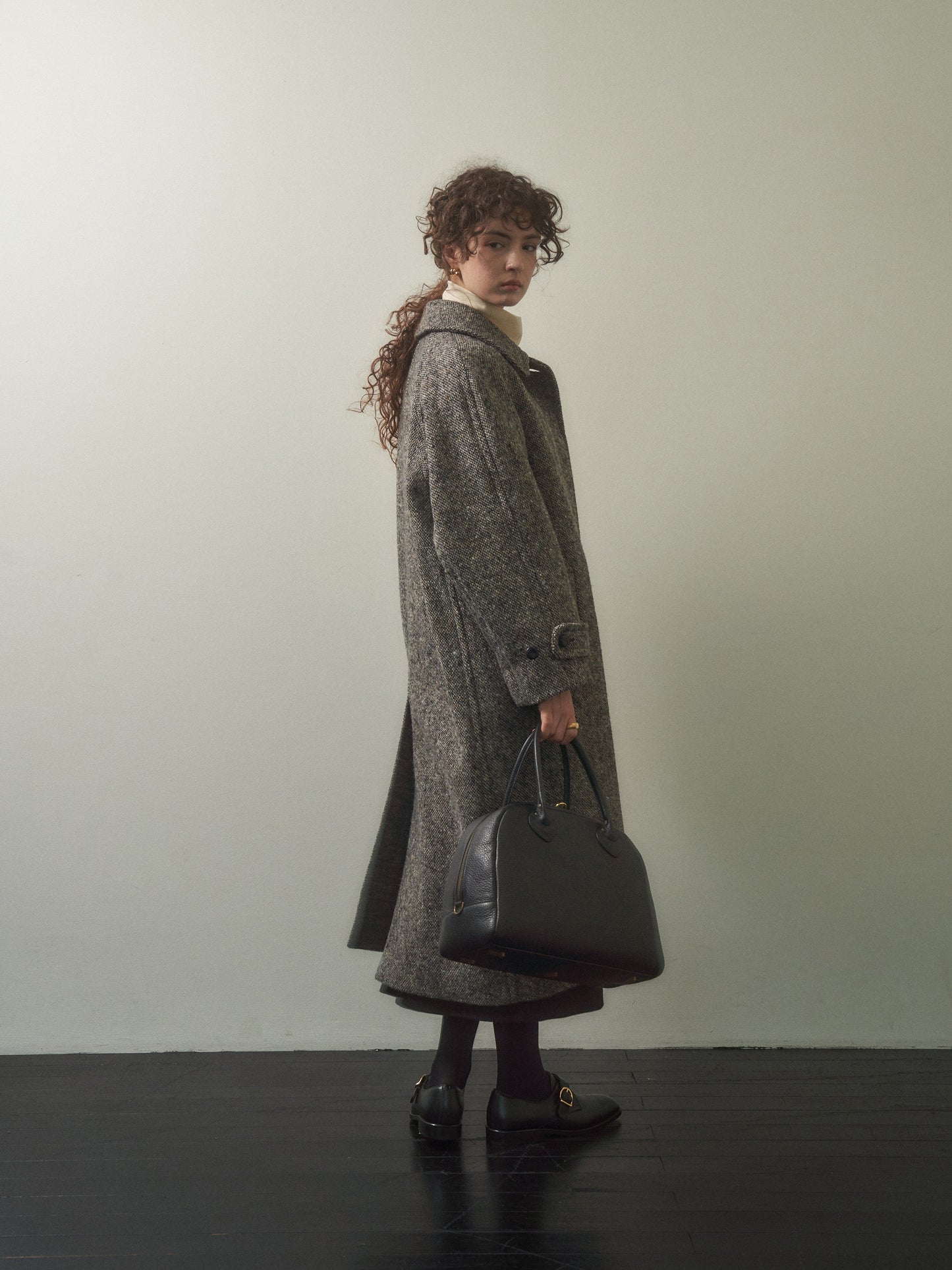 CHABROL COAT [ Salt & Pepper Black Tweed ]
