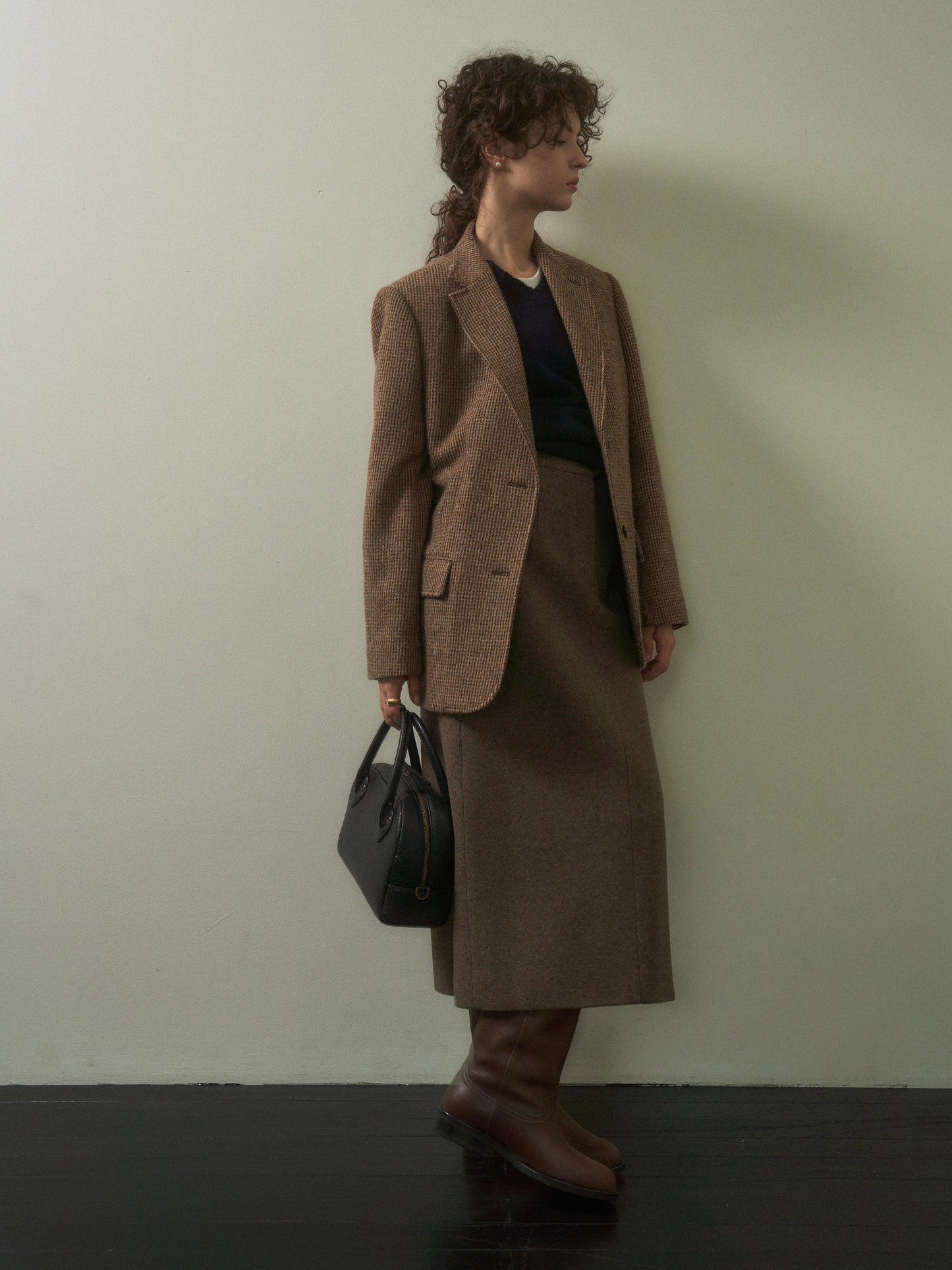 (-20%) EVENING WOOL SKIRT [ Mocha Melange ]