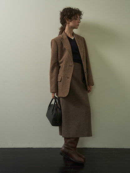 (-20%) EVENING WOOL SKIRT [ Mocha Melange ]