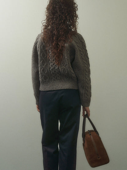 (-20%) CREAM TEA CABLE CARDIGAN [ Ash ]