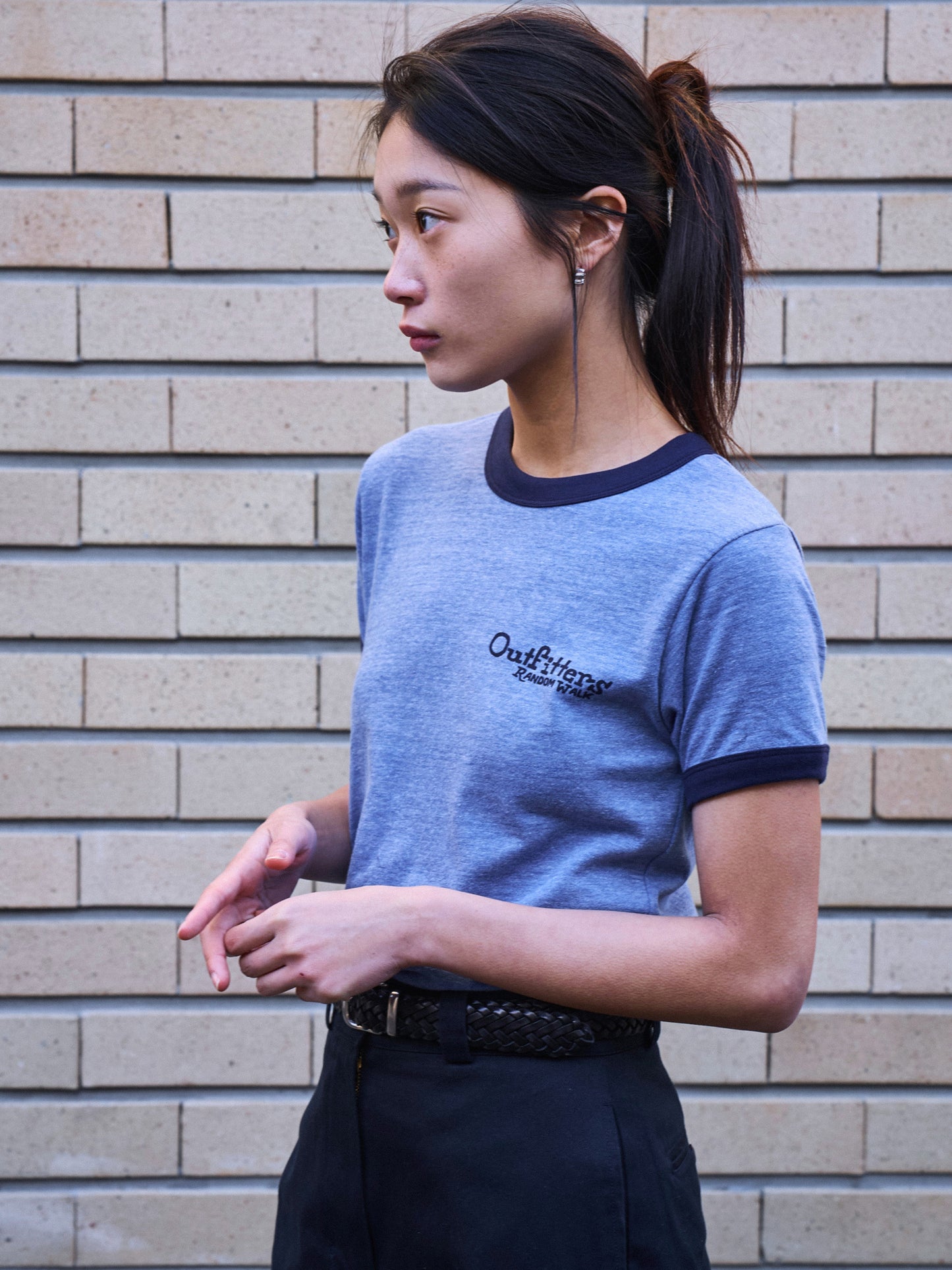 OUTFITTERS LOGO RINGER T-SHIRT [ Vintage Blue ]