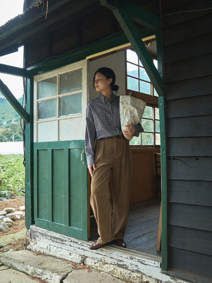 2 POCKET BUTTON DOWN SHIRT [ Violet Tartan ]