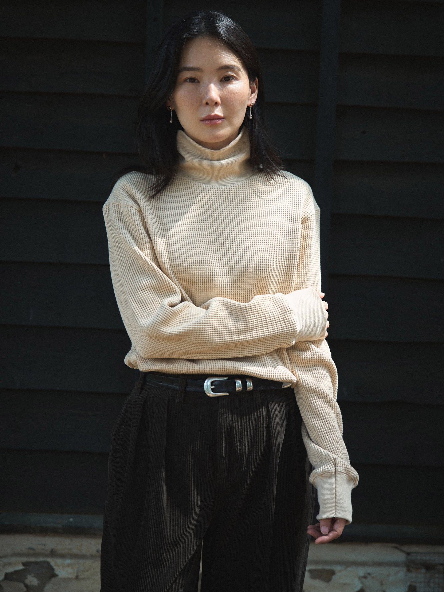 SALLY'S WAFFLE TURTLE TEE [ Biscuit Beige ] New Season