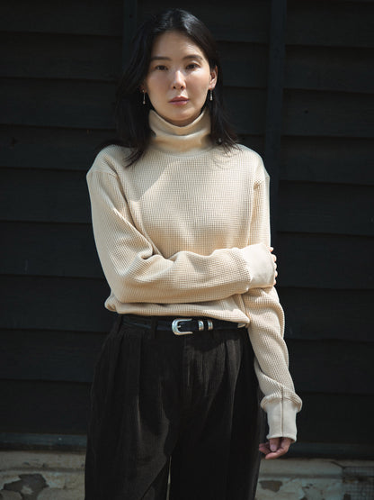 SALLY'S WAFFLE TURTLE TEE [ Biscuit Beige ] New Season