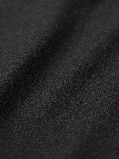 SIDE BUTTON WOOL CRAPE SKIRT [ Deep Charcoal ]