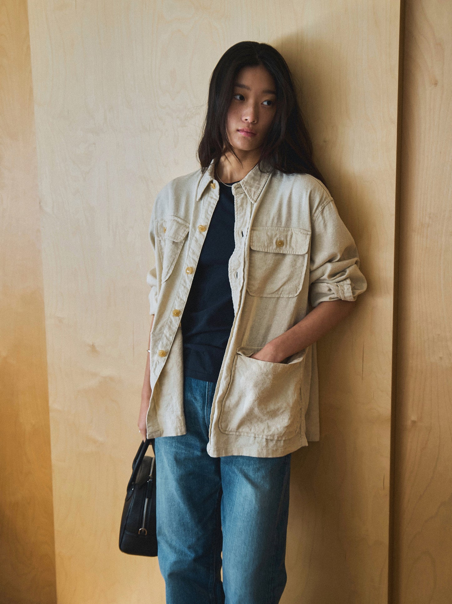 CAROLINE SILK LINEN JACKET [ Natural ]