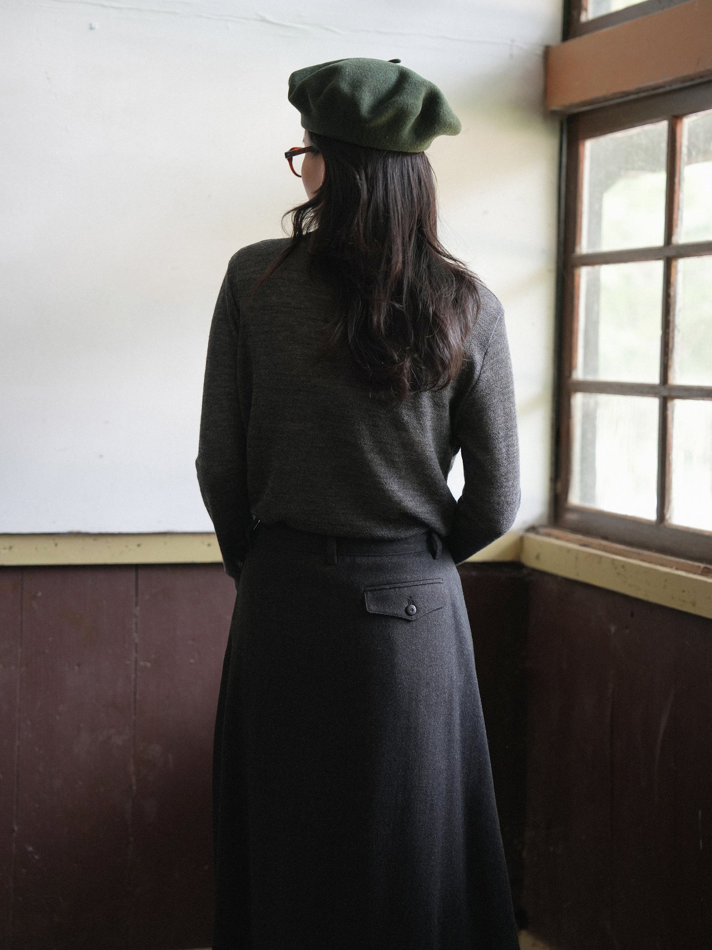 RUSTLE WOOL TURTLE TOP [ Blend Charcoal ]