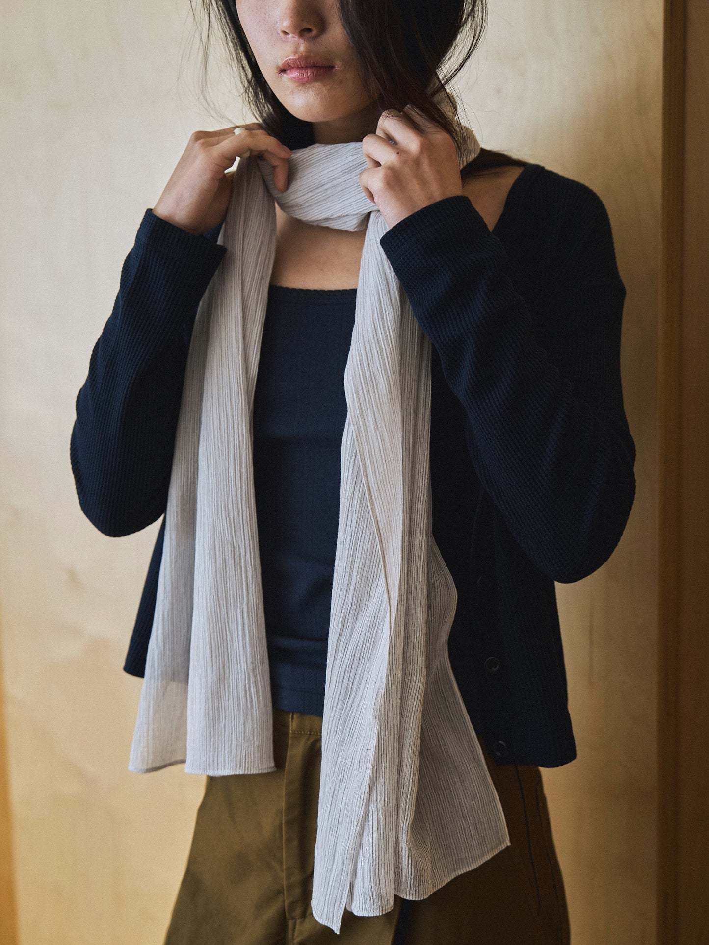 MIST STRIPE SCARF [ Off White ]