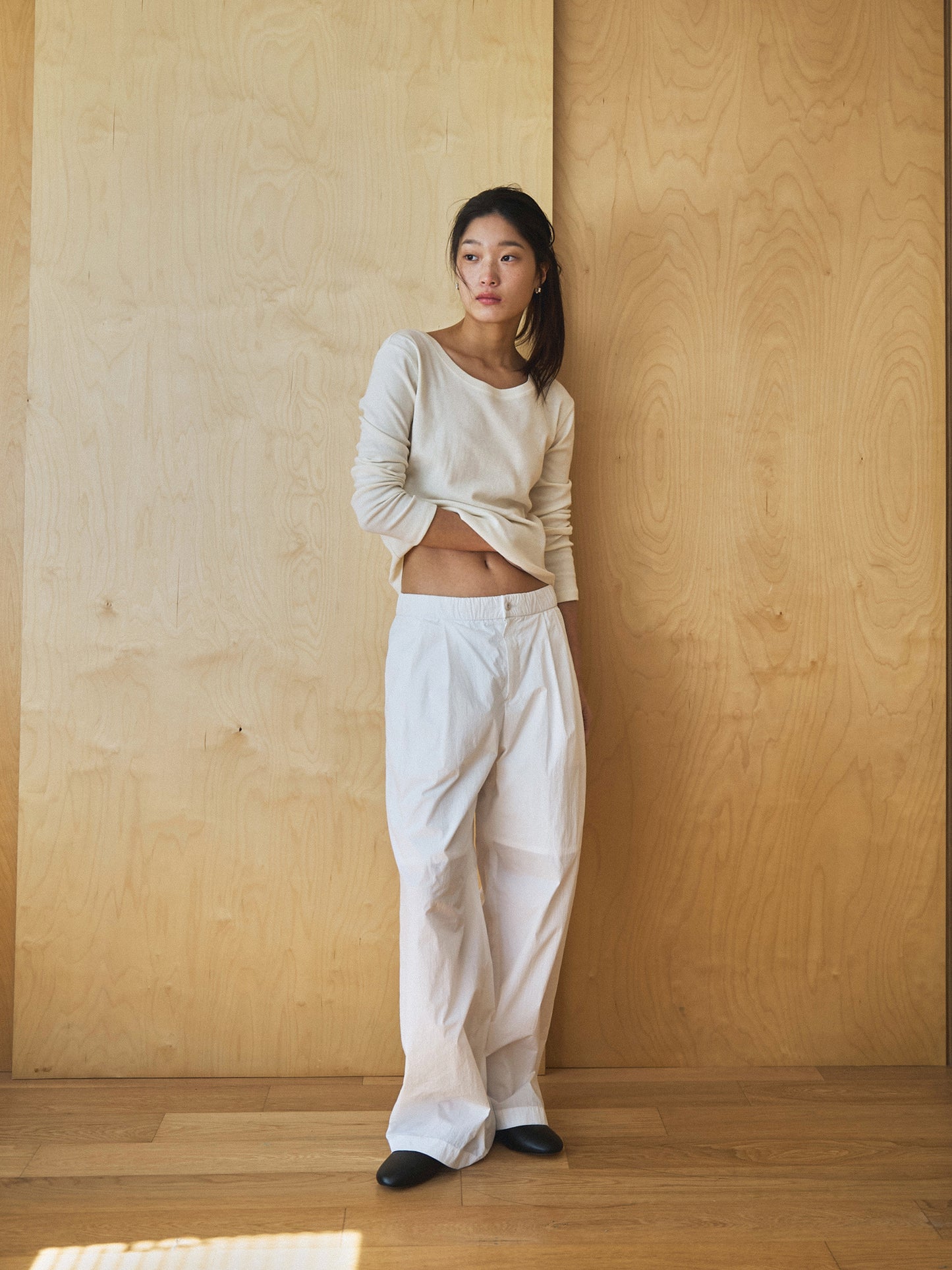 SMOOTH SCOOP NECK TOP [ Natural ]