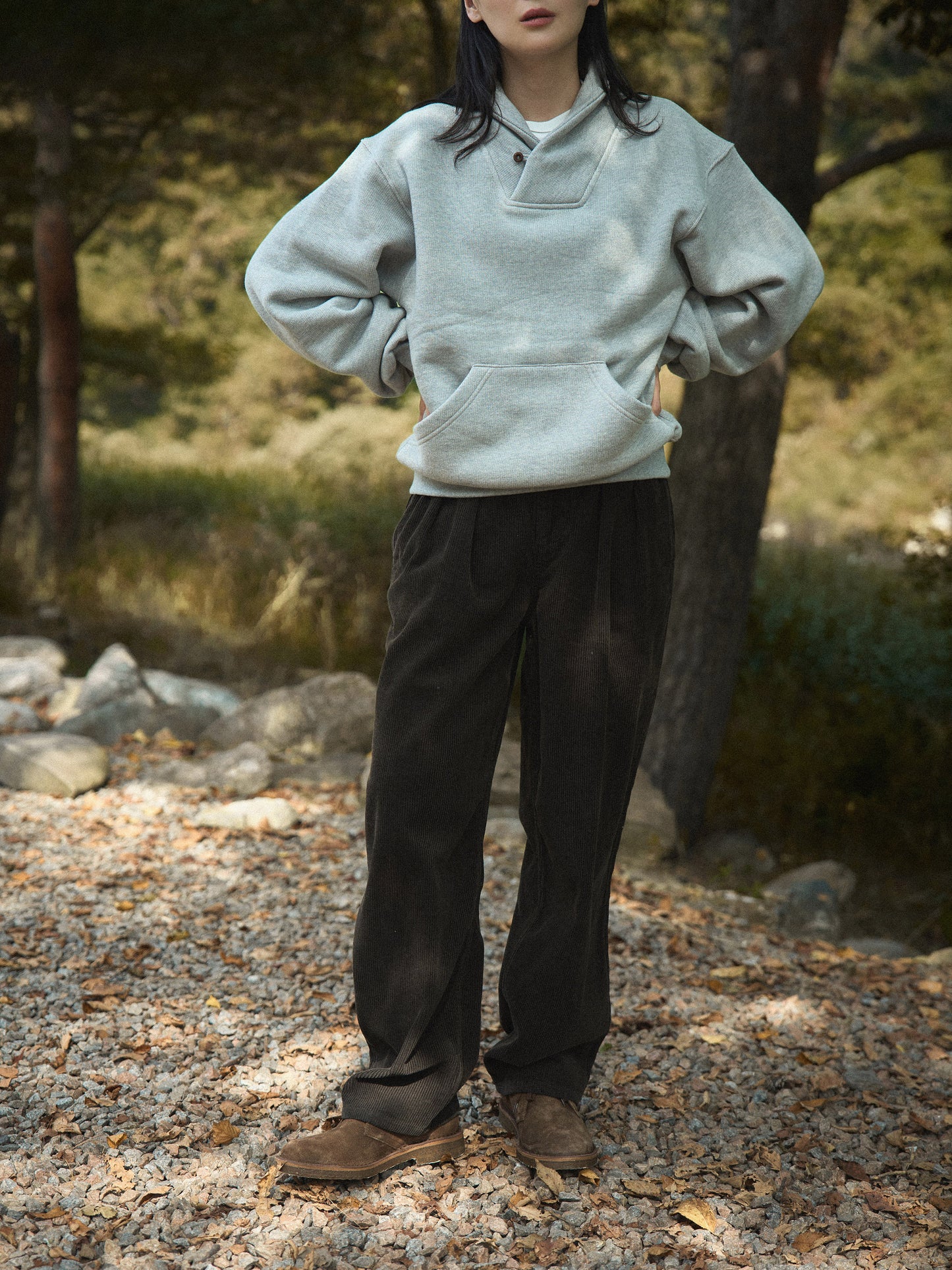 SHAWL COLLAR SWEATSHIRT [ Gray Melange ] 1st Reorder