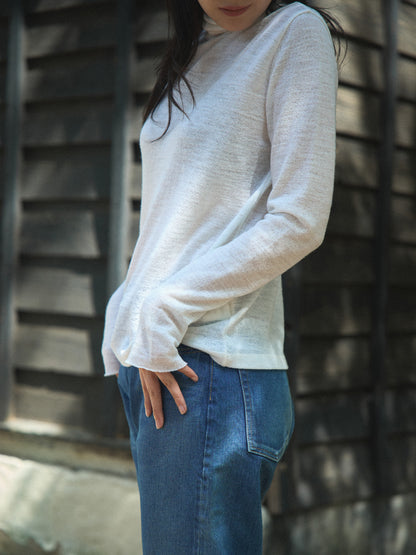 RUSTLE WOOL TURTLE TOP [ Warm Ivory ]