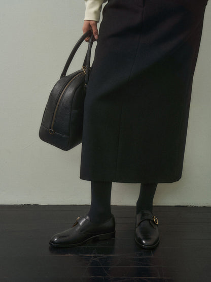 (-20%) EVENING WOOL SKIRT [ Black ]