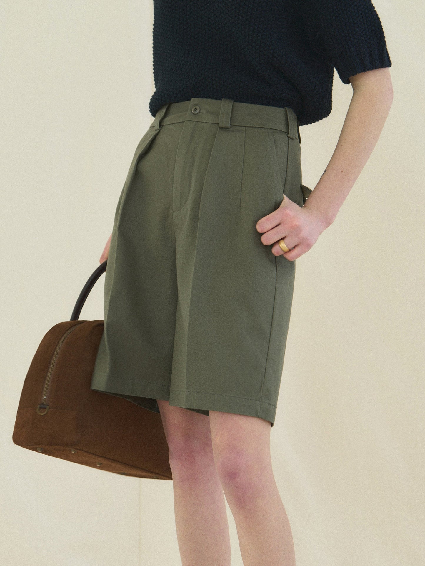 50's AMERICAN CHINO SHORTS [ Military Khaki ]