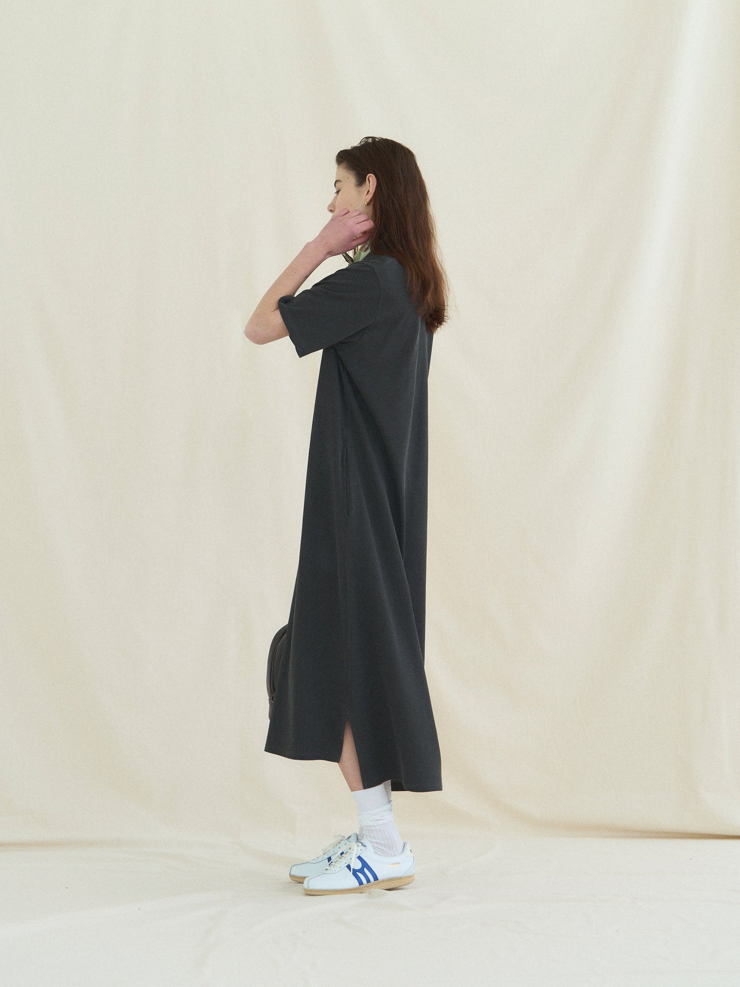 (-30%) COURT PIQUE COTTON DRESS [ Charcoal Grey ]