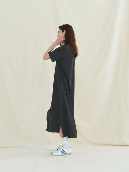 (-30%) COURT PIQUE COTTON DRESS [ Charcoal Grey ]