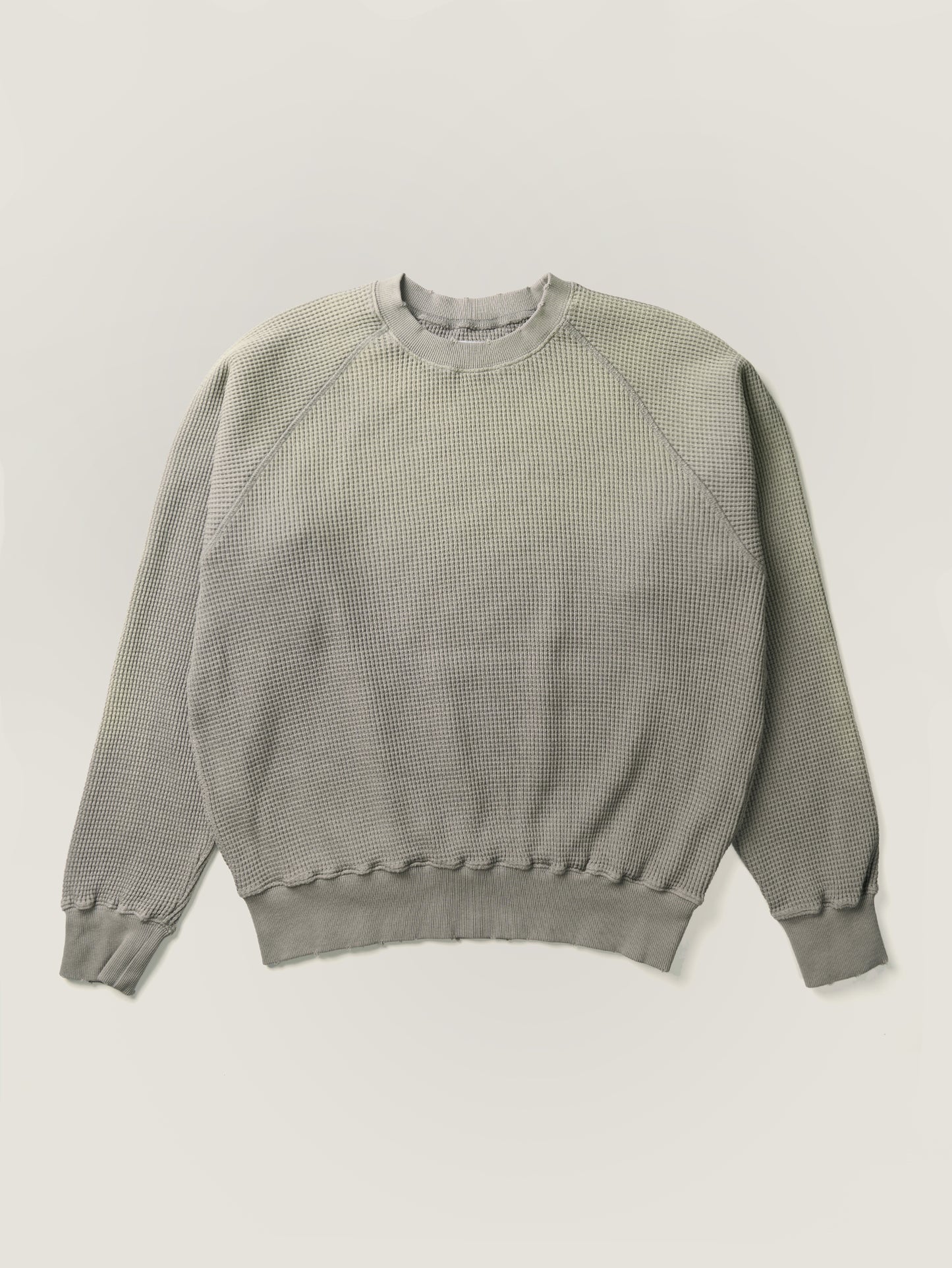 WAFFLE CREWNECK SWEATSHIRTS [ Gray ]