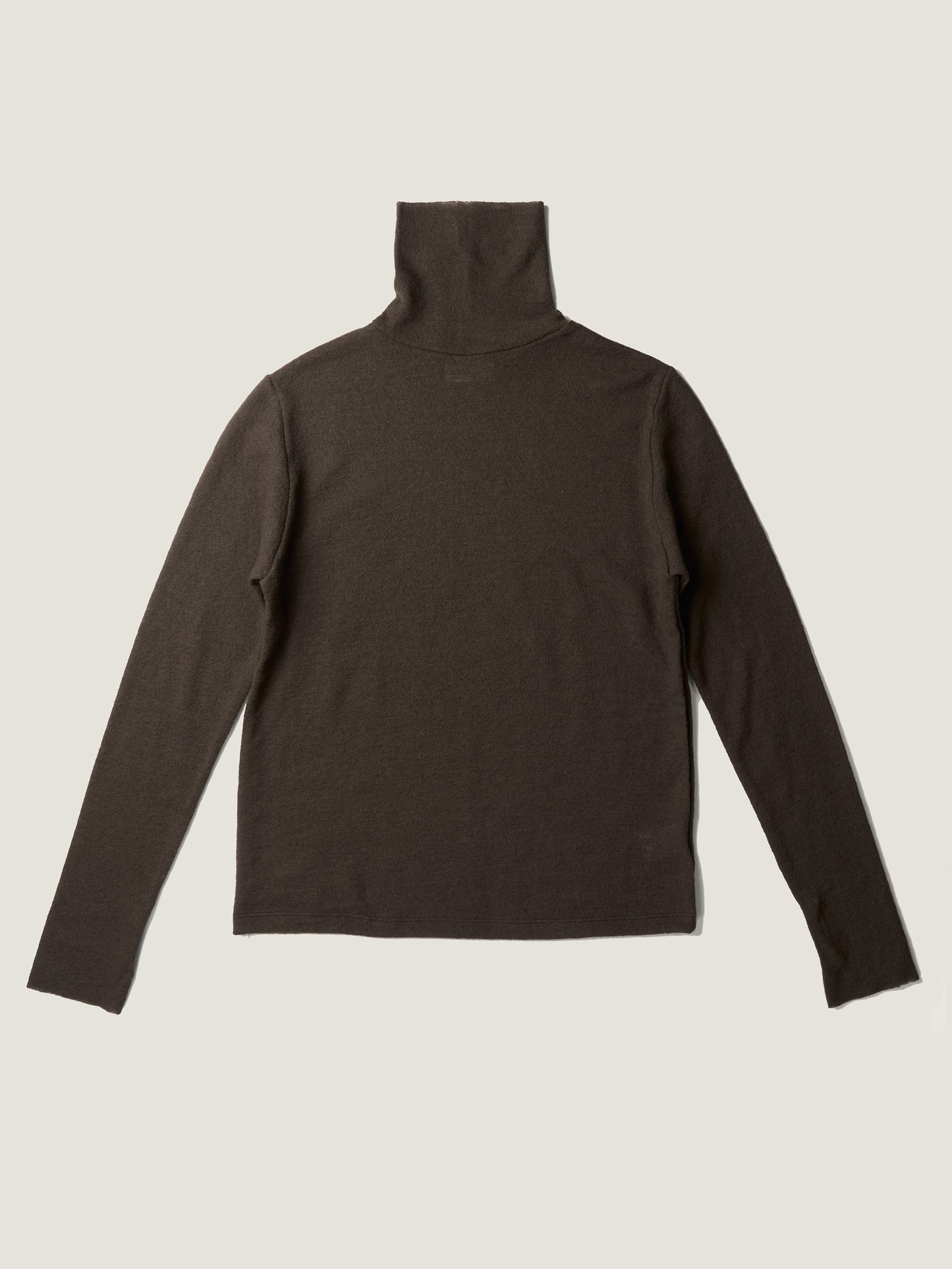 RUSTLE WOOL TURTLE TOP [ Taupe Brown ]