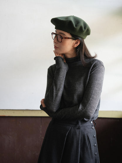 RUSTLE WOOL TURTLE TOP [ Blend Charcoal ]